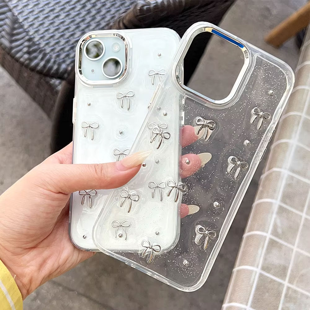 Aesthetic Transparent Bow Phone Case – Elegant & Trendy