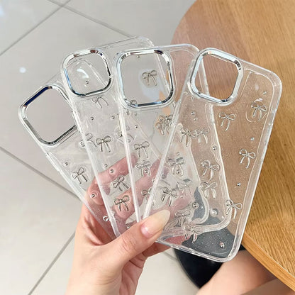 Aesthetic Transparent Bow Phone Case – Elegant & Trendy