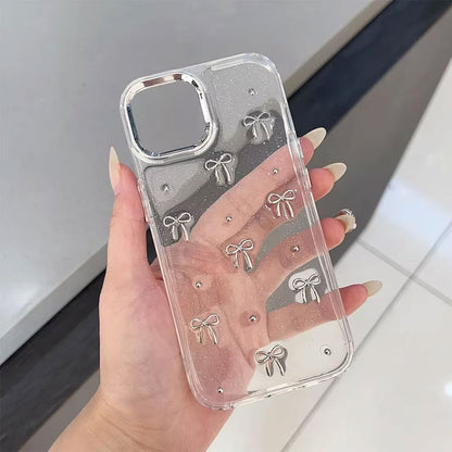 Aesthetic Transparent Bow Phone Case – Elegant & Trendy