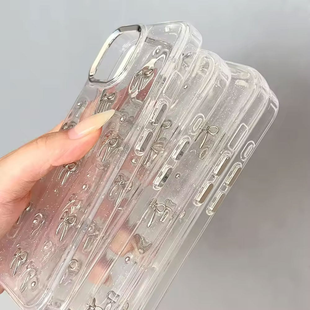 Aesthetic Transparent Bow Phone Case – Elegant & Trendy