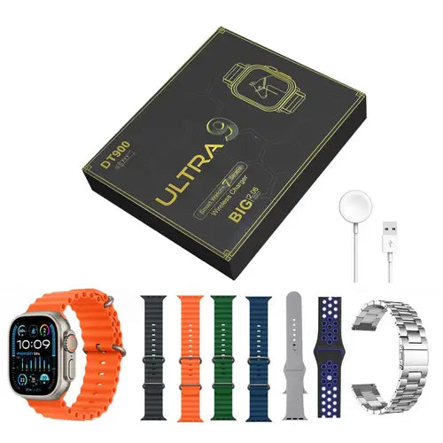 DT900 Smart Watch with 7 Straps – HD Display & Health Tracking