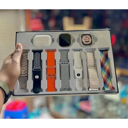 H20 Ultra Smart Watch with 7 Straps & AirPods – 2-in-1 Combo