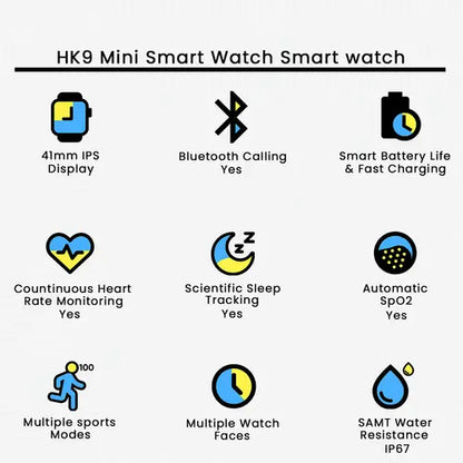 HK9 Mini Smart Watch – Compact Size | Health & Fitness Tracker