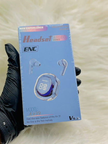 Air 39 Transparent Earbuds – Bluetooth 5.3 & Long Playback