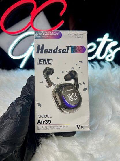 Air 39 Transparent Earbuds – Bluetooth 5.3 & Long Playback