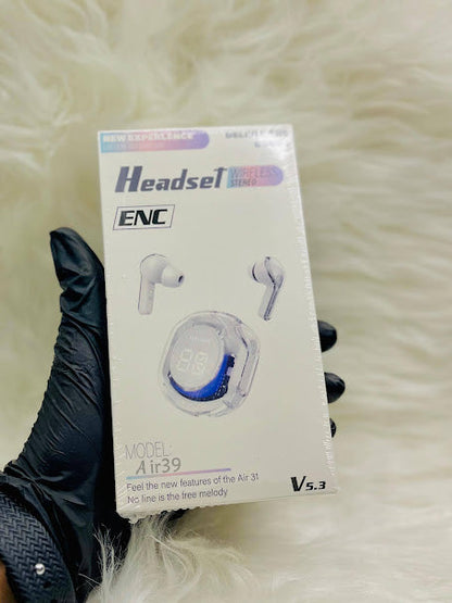 Air 39 Transparent Earbuds – Bluetooth 5.3 & Long Playback