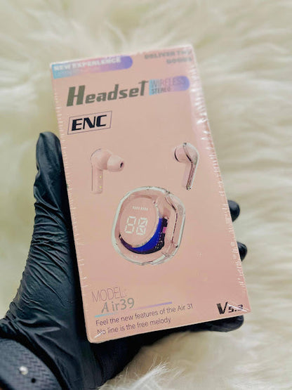 Air 39 Transparent Earbuds – Bluetooth 5.3 & Long Playback