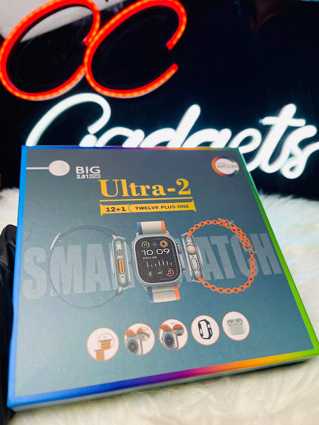 Ultra 2 Smart Watch – 10 Straps, Jelly Case & AirPods